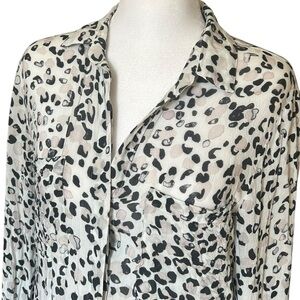 Anthropologie Cloth & Stone Lana Leopard Long Sleeve Button-down Blouse Small